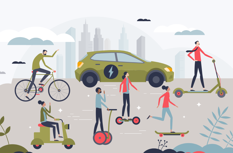 commuter benefits program steigern die Mitarbeitermotivation. Nachhaltige Verkehrsmittel auf dem Weg zur Arbeit.