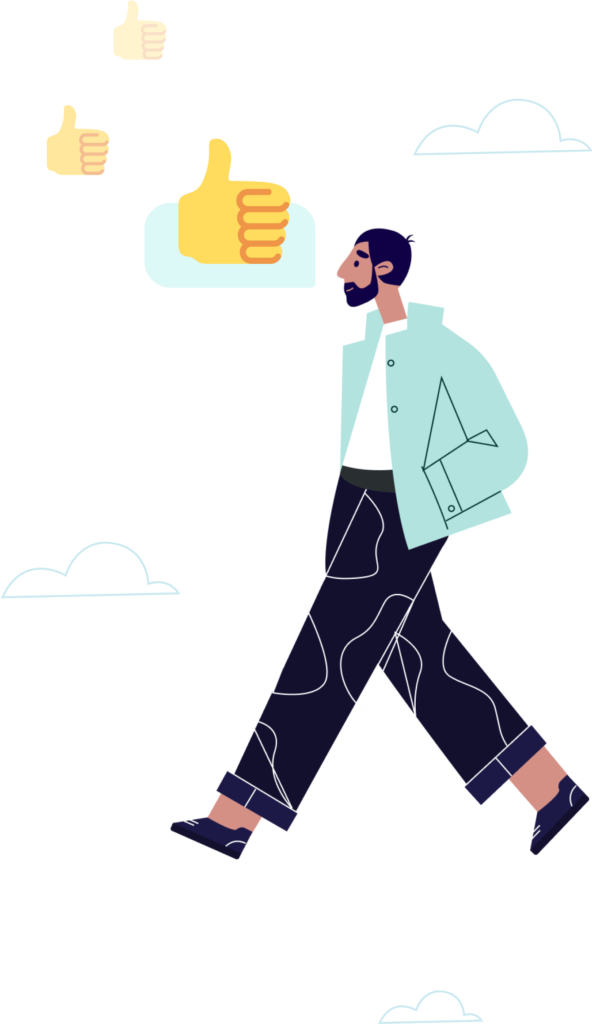 an illustration showing a walker receiving recognition
