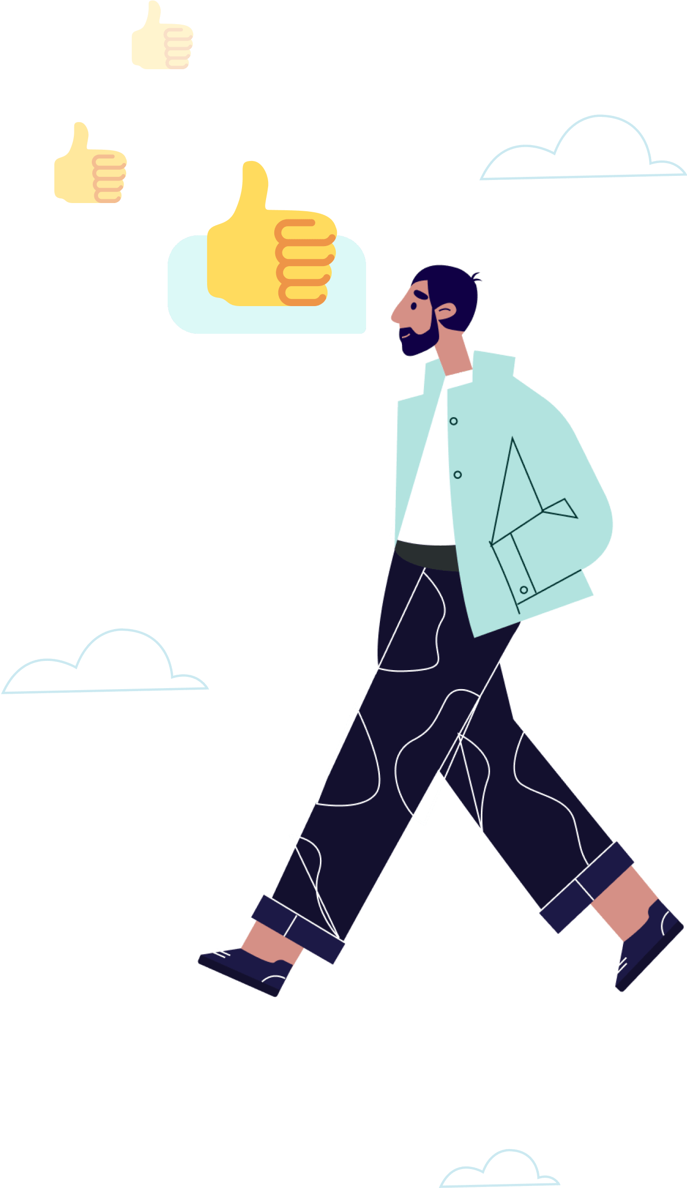 an illustration showing a walker receiving recognition